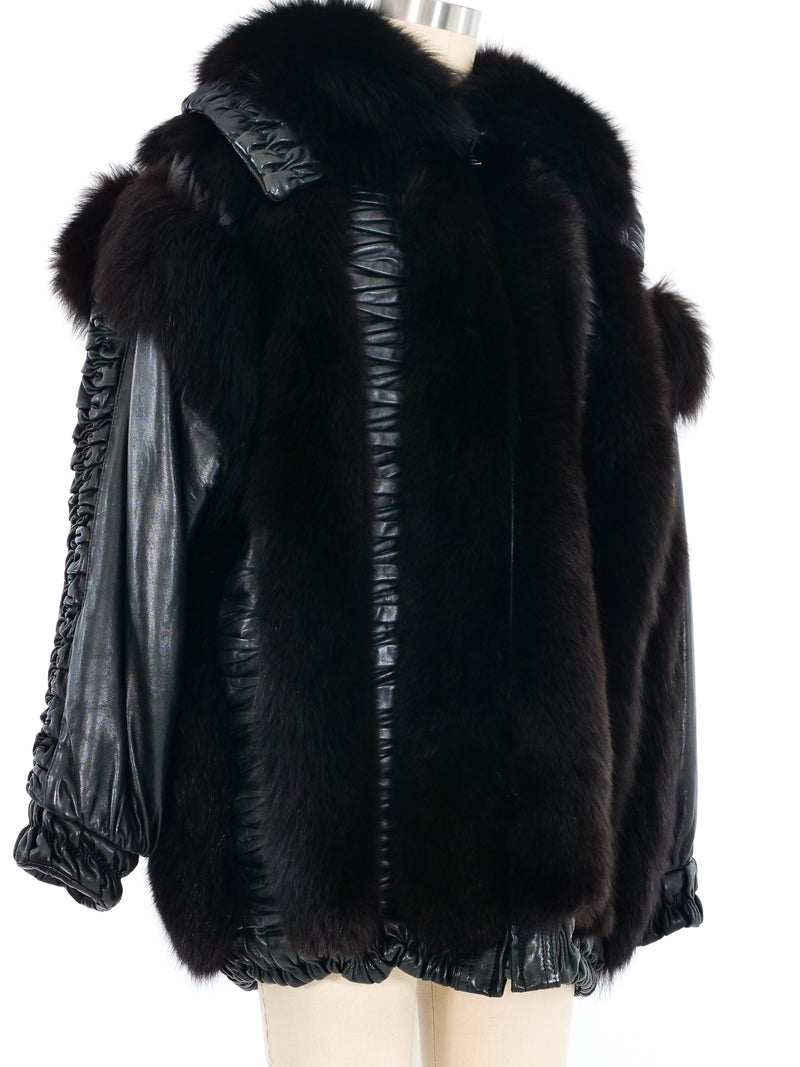 Christian Dior Ruched Fur And Leather Bomber Jacket Outerwear arcadeshops.com