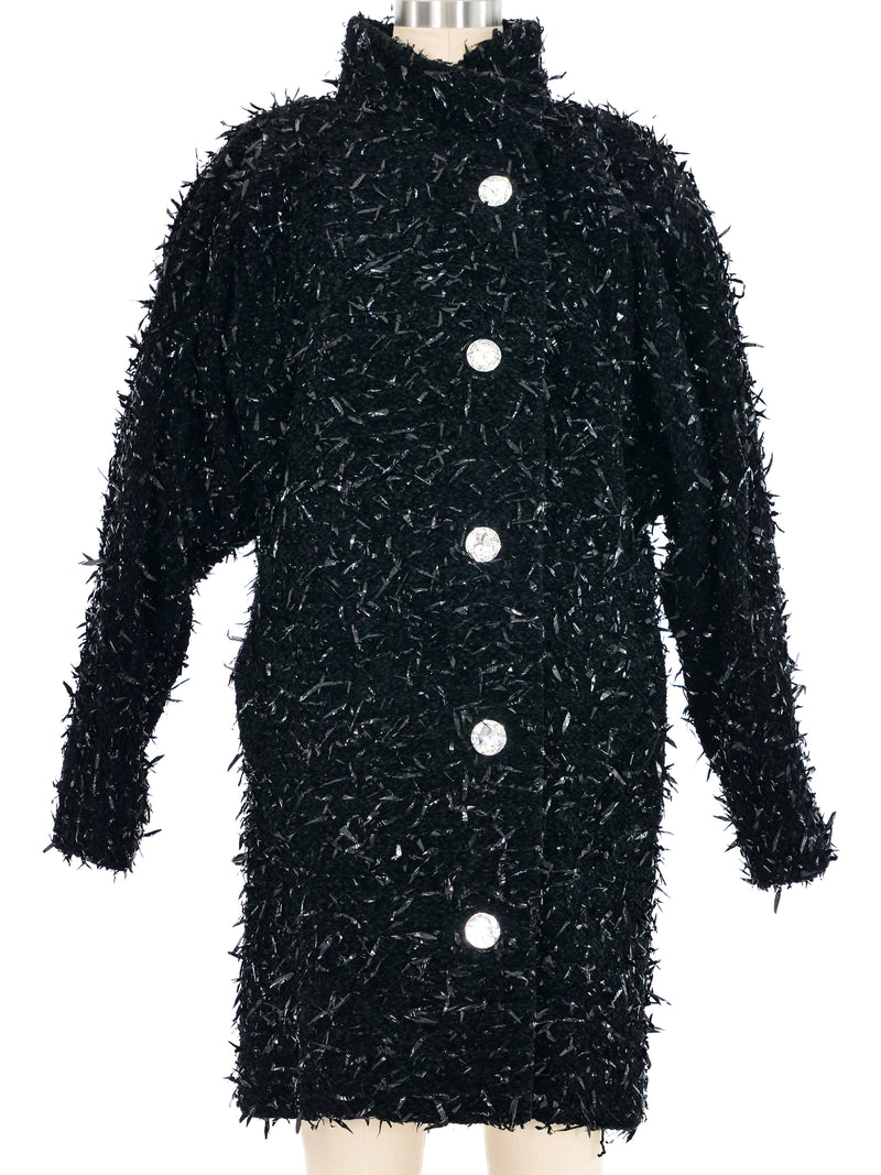 1970s Black Knit Tinsel Accented Coat Outerwear arcadeshops.com