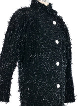 1970s Black Knit Tinsel Accented Coat Outerwear arcadeshops.com