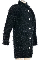 1970s Black Knit Tinsel Accented Coat Outerwear arcadeshops.com