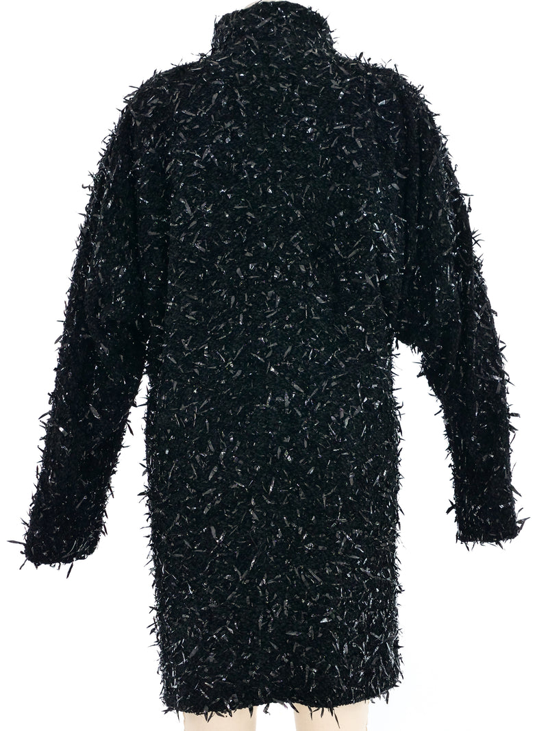 1970s Black Knit Tinsel Accented Coat Outerwear arcadeshops.com