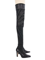 Manolo Blahnik Thigh High Heeled Leather Boots, 37.5 Accessory arcadeshops.com