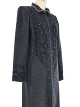 Oscar de la Renta Embroidered Cashmere Zip Front Coat Outerwear arcadeshops.com