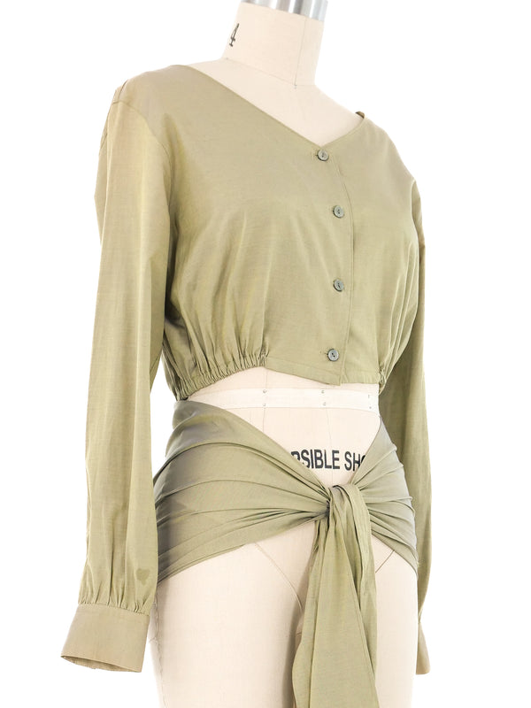 Junior Gaultier Cutout Wrap Front Cotton Blouse Top arcadeshops.com