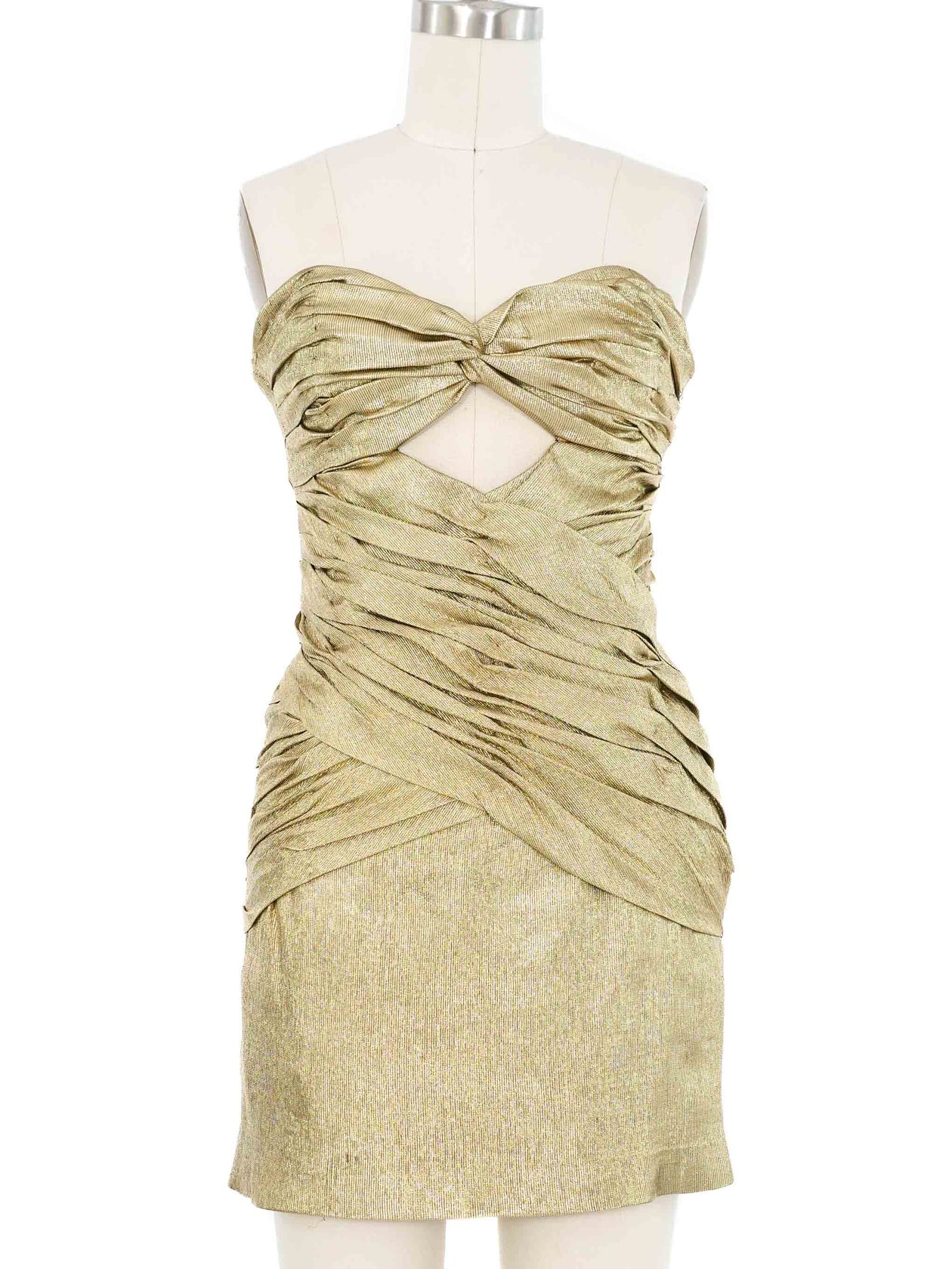 green emerald velvet dress 1950s Metallic Acetate & Lurex Gold Lamé Cocktail Dress with Detachable Peplum Skirt main image 0
