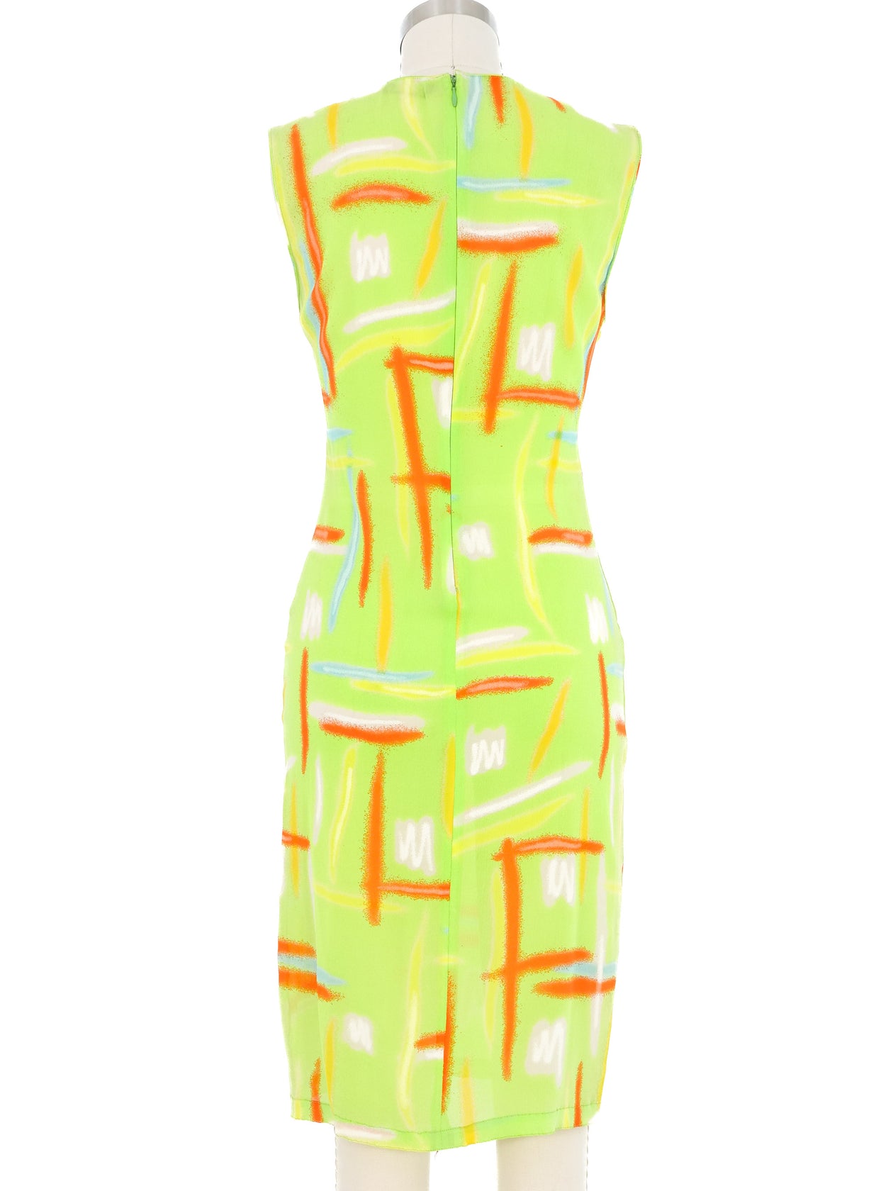 green emerald velvet dress 1996 Gianni Versace Printed Sleeveless Dress