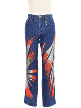 Roberto Cavalli Bead And Sequin Embellished Jeans Bottom arcadeshops.com