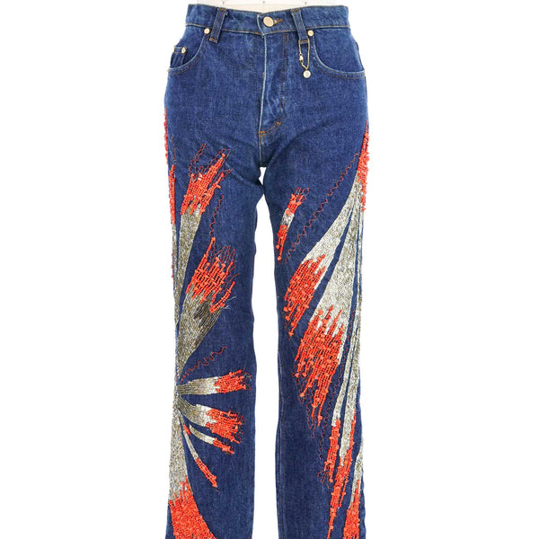 Roberto Cavalli Bead And Sequin Embellished Jeans