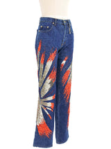 Roberto Cavalli Bead And Sequin Embellished Jeans Bottom arcadeshops.com