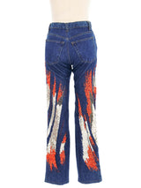 Roberto Cavalli Bead And Sequin Embellished Jeans Bottom arcadeshops.com