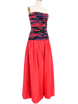 Floral Printed Drop Waist Gown Dress arcadeshops.com