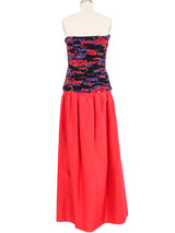 Floral Printed Drop Waist Gown Dress arcadeshops.com