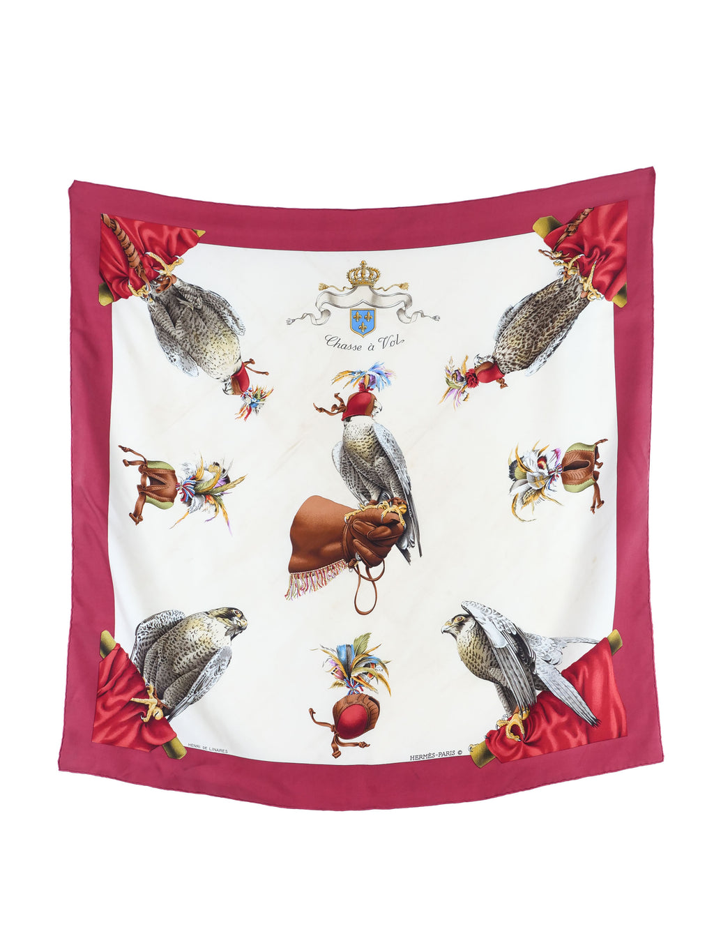 1962 Hermes Chasse Au Vol Silk Scarf