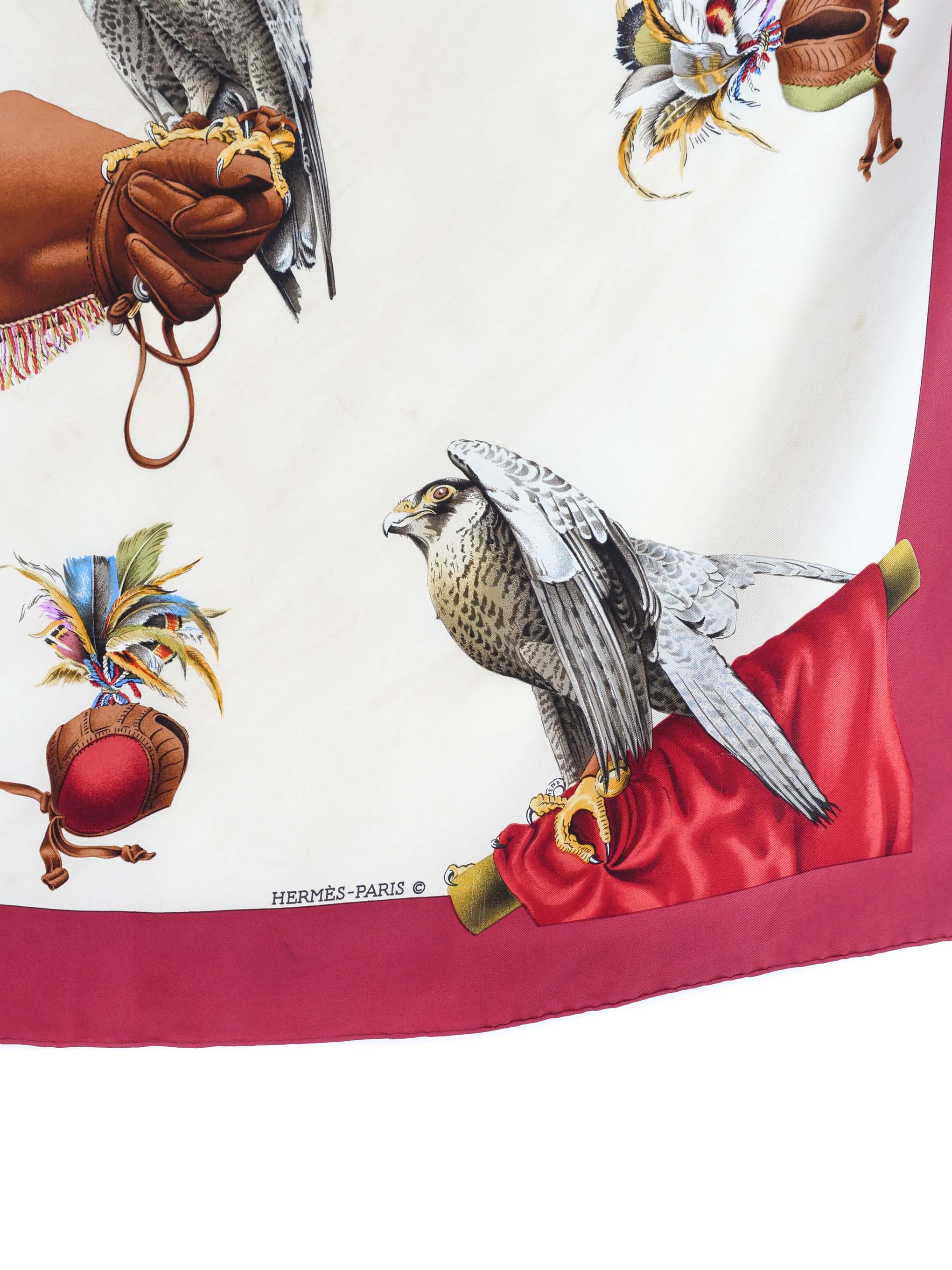 1962 Hermes Chasse Au Vol Silk Scarf