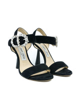 Jimmy Choo Sereno Suede Crystal Buckle Heels, 37 Accessory arcadeshops.com