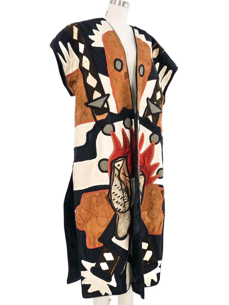 Judith Roberts Sleeveless Applique Maxi Coat Jacket arcadeshops.com