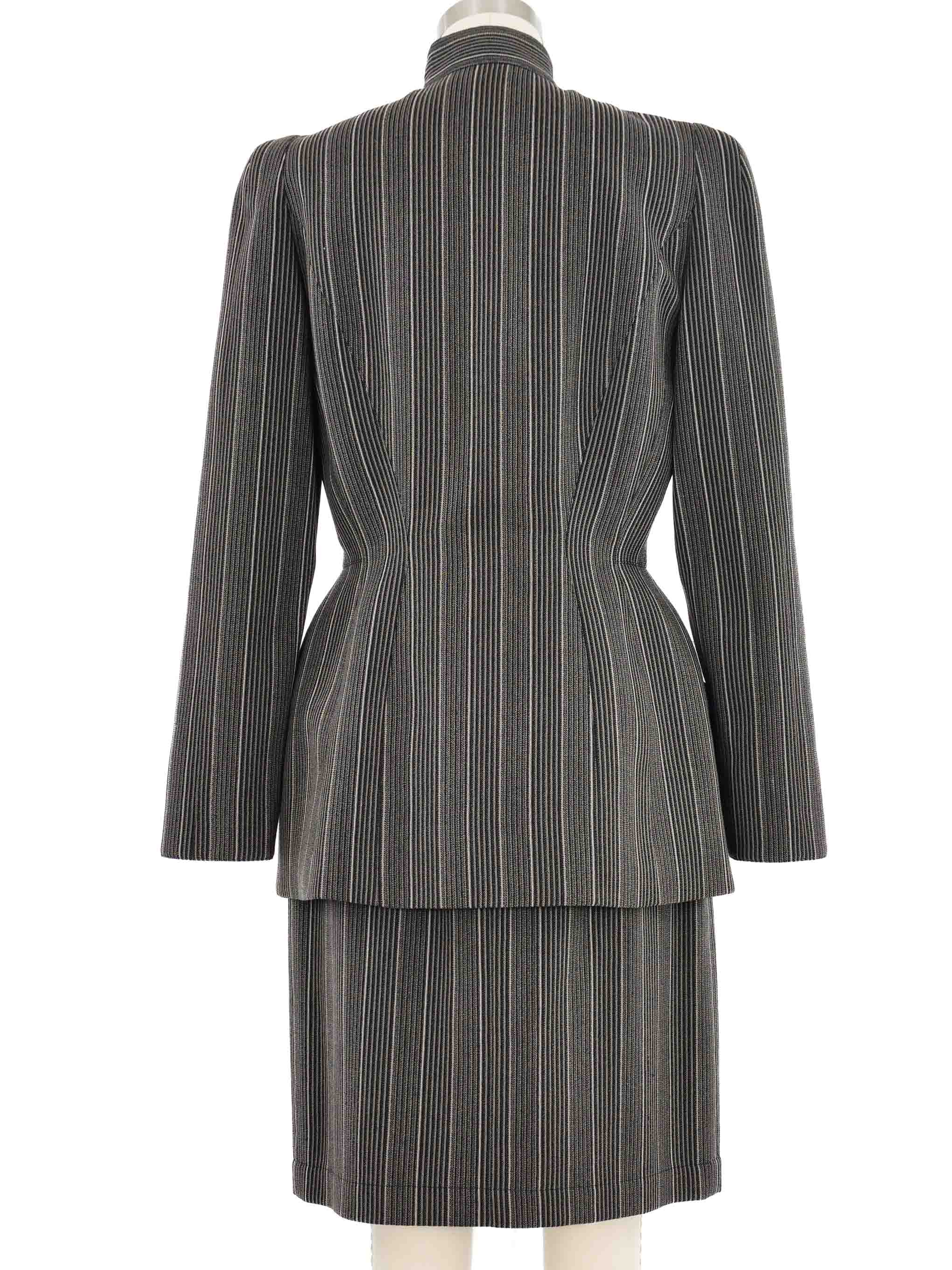 1998 Thierry Mugler Wool Stripe Skirt Suit