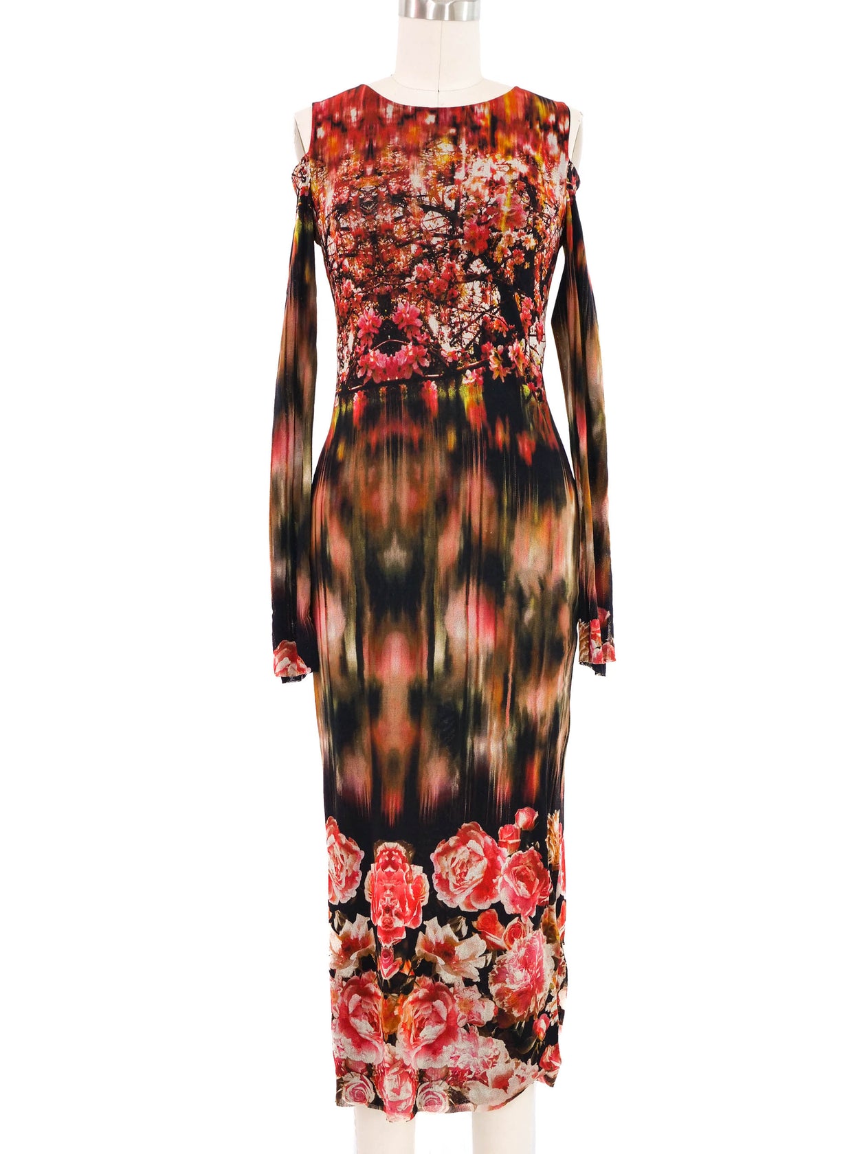 Jean Paul Gaultier Cherry Blossom Printed Midi Dress