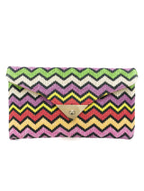 Raffia Chevron Stripe Oversized Clutch Accessory arcadeshops.com