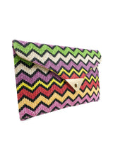 Raffia Chevron Stripe Oversized Clutch Accessory arcadeshops.com