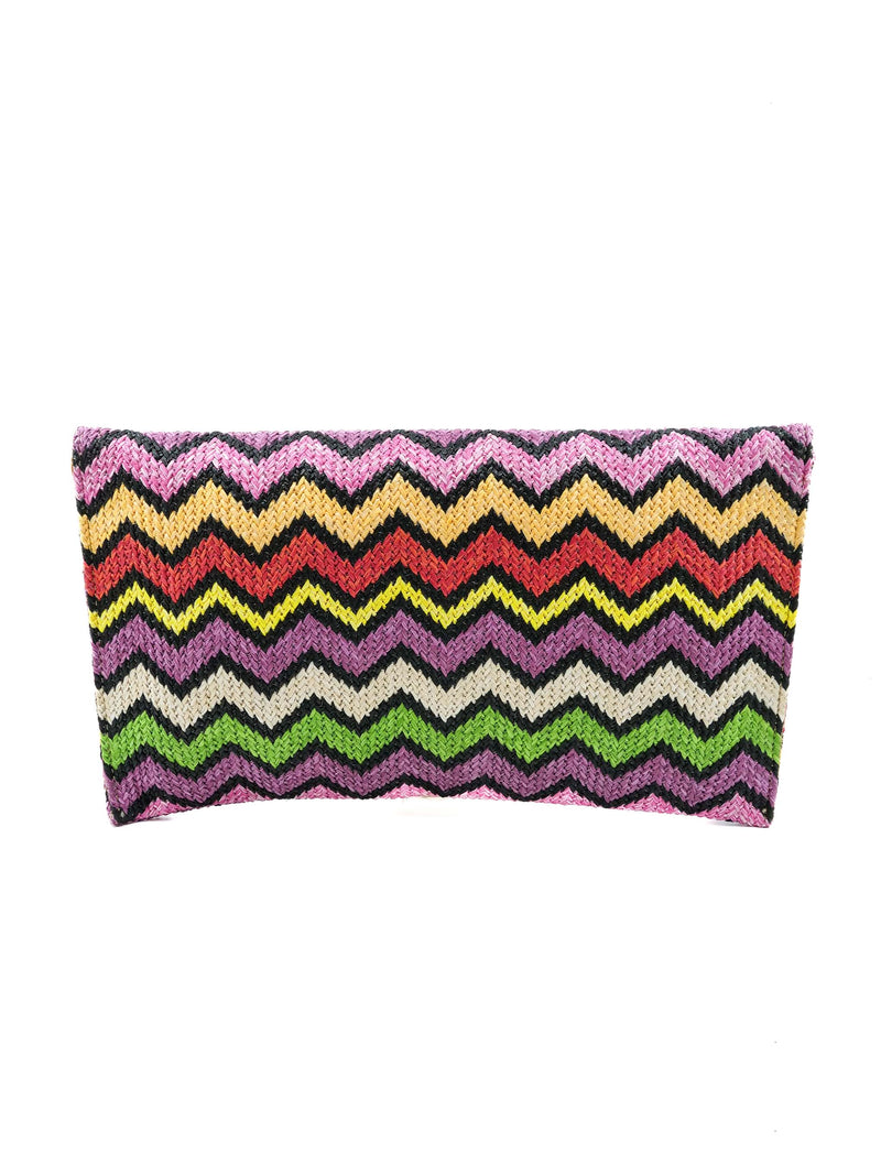 Raffia Chevron Stripe Oversized Clutch Accessory arcadeshops.com