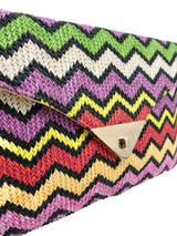 Raffia Chevron Stripe Oversized Clutch Accessory arcadeshops.com