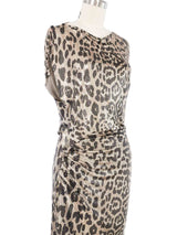 Paco Rabanne Draped Leopard Print Chainmail Dress Dress arcadeshops.com