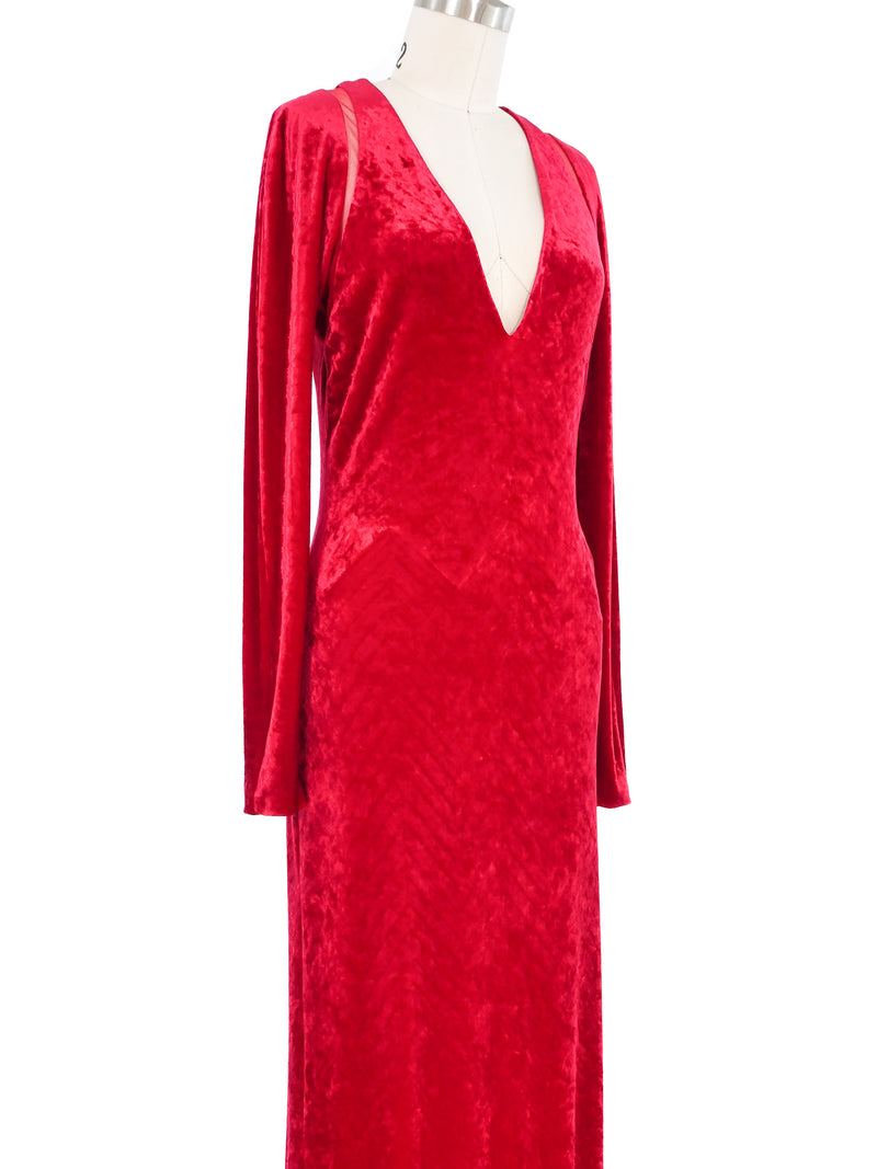 Gianni Versace Couture Velvet Cutout Gown Dress arcadeshops.com