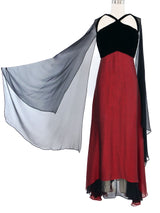 Bill Blass Velvet and Chiffon Gown Dress arcadeshops.com