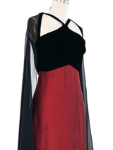 Bill Blass Velvet and Chiffon Gown Dress arcadeshops.com