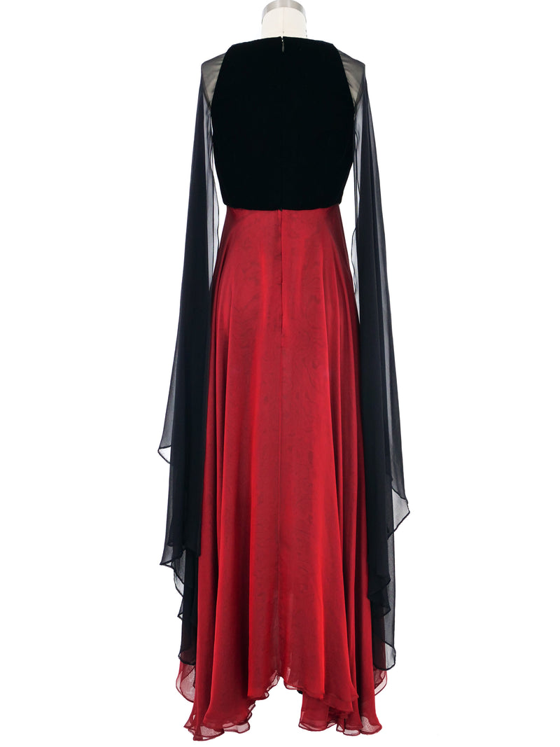 Bill Blass Velvet and Chiffon Gown Dress arcadeshops.com