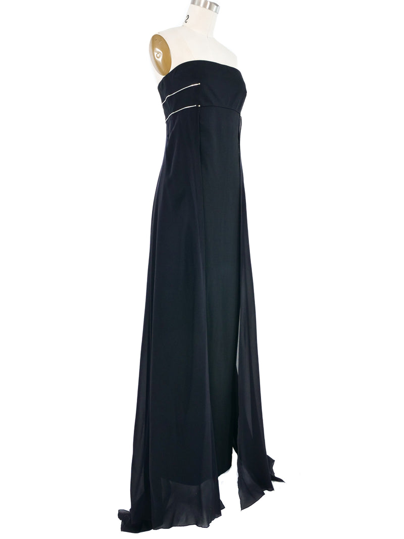 Claude Montana Strapless Black Gown Dress arcadeshops.com