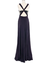 Roberto Cavalli Sequin Accented Pleated Tie Front Gown Dress arcadeshops.com