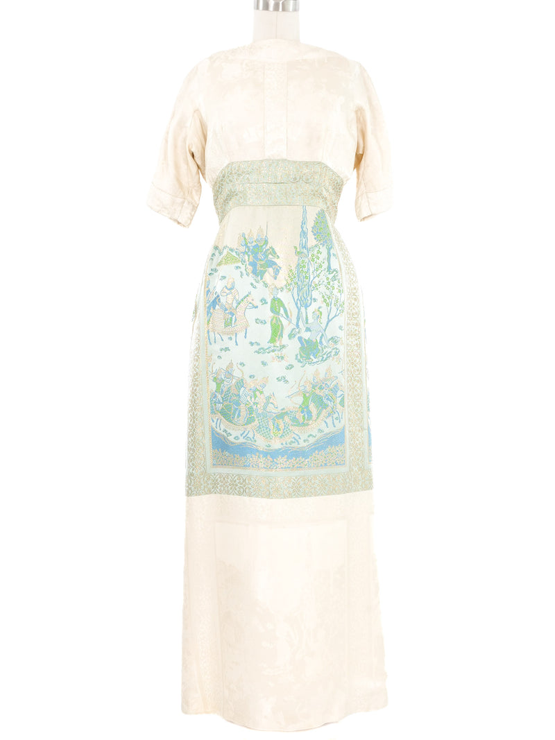 Travilla Asian Brocade Panel Gown Dress arcadeshops.com