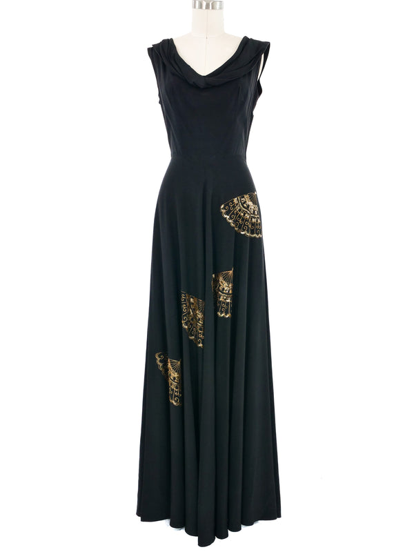 1940s Fan Embellished Gown Dress arcadeshops.com