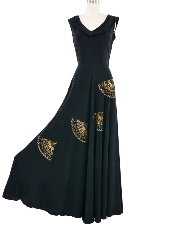 1940s Fan Embellished Gown Dress arcadeshops.com