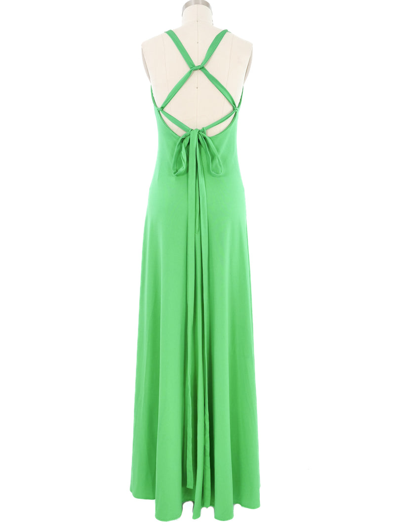 1970s Emerald Rhinestone Bodice Gown Dress arcadeshops.com