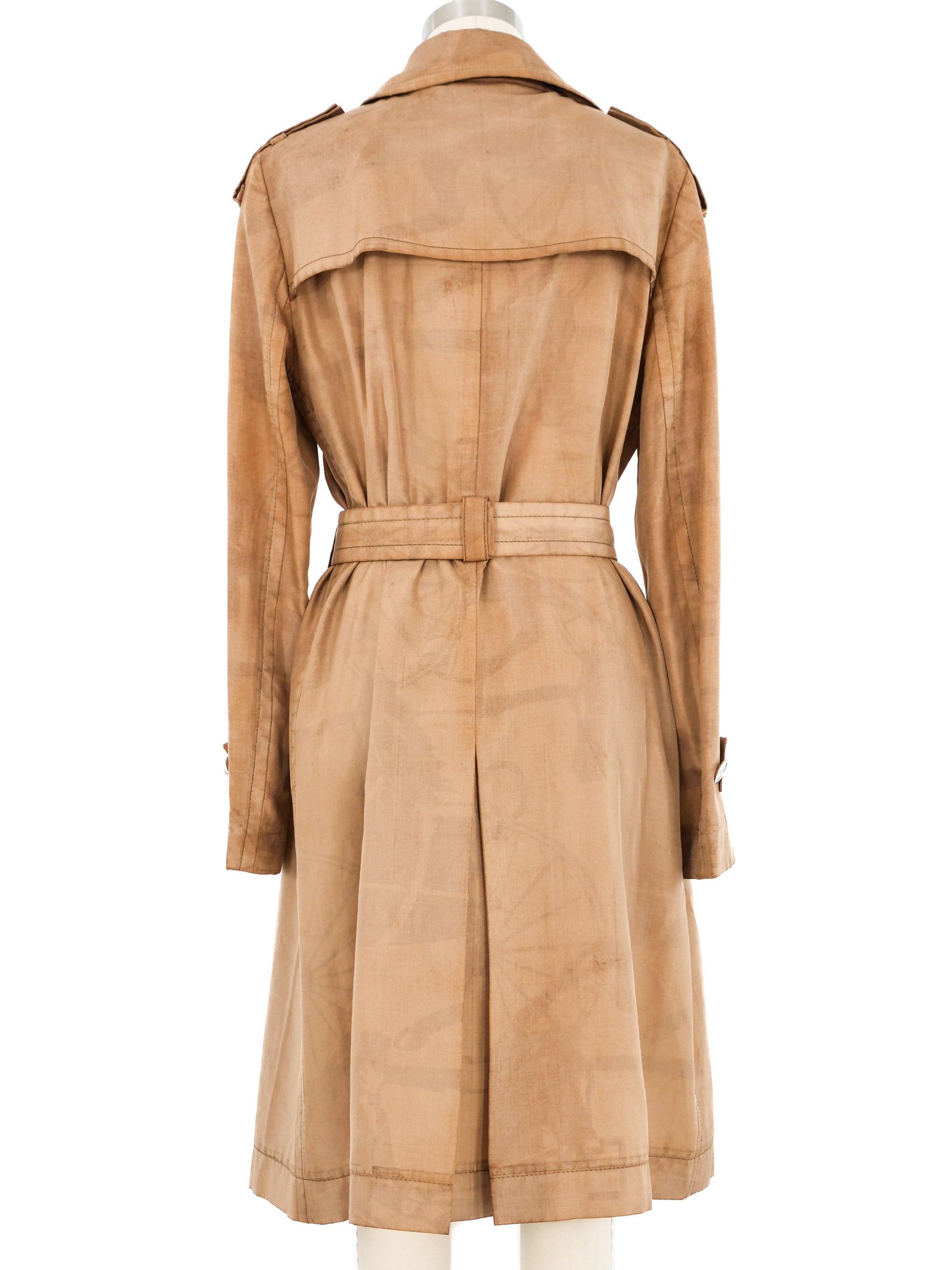 2000s Celine Nude Silk Trench Coat