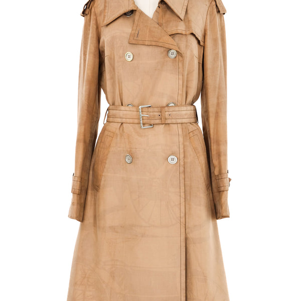 2000s Celine Nude Silk Trench Coat
