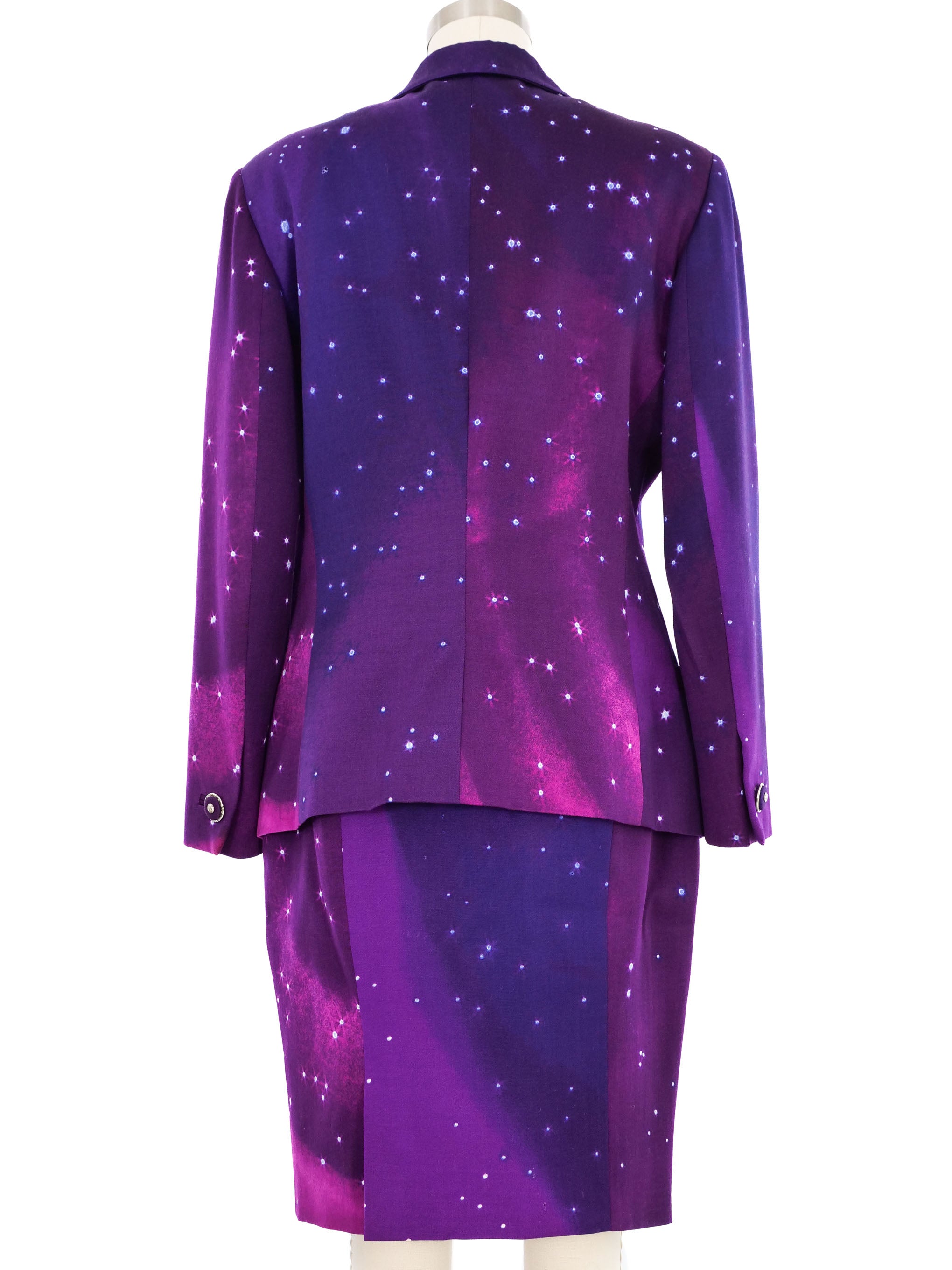 Gianni Versace Couture Purple Galaxy Skirt Suit