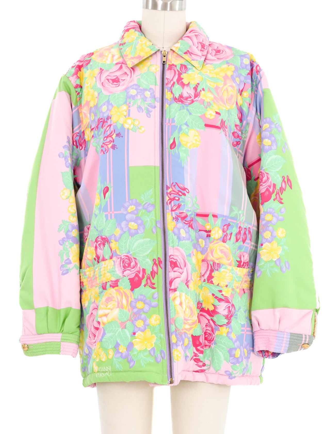 Gianni Versace Pastel Floral Puffer Jacket