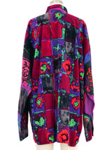 Gianni Versace Watercolor Silk and Corduroy Blouse Top arcadeshops.com