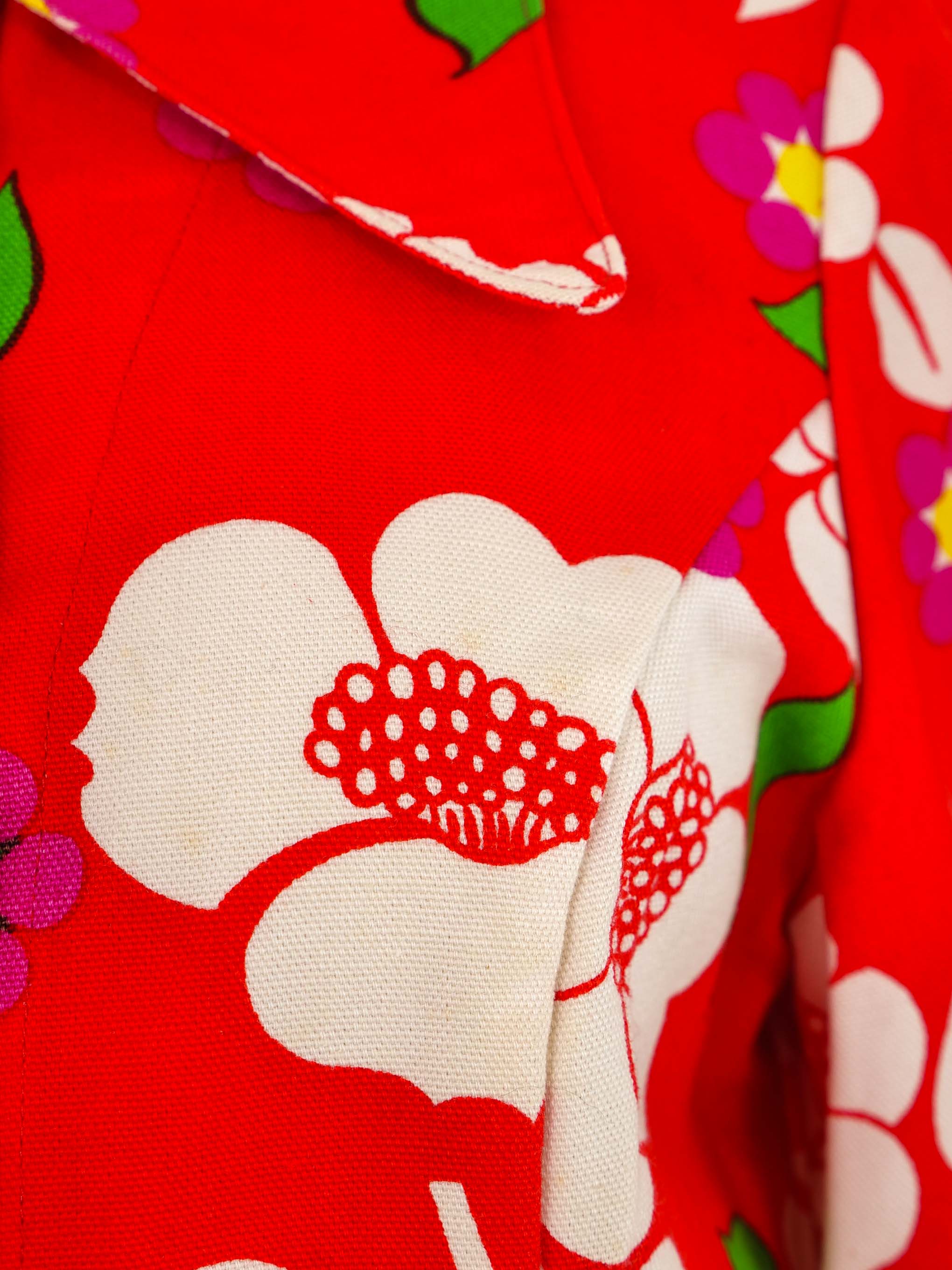 トップス 1970's LANVIN flower print blouse Vintage Lanvin Bright Flower Print Jersey Knit Blouse 70s - Etsy