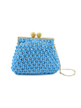 1960s Blue Beaded Wristlet Bag Accessory arcadeshops.com