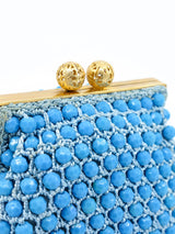 1960s Blue Beaded Wristlet Bag Accessory arcadeshops.com