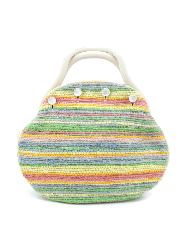 1970s Woven Pastel Handle Bag Accessory arcadeshops.com