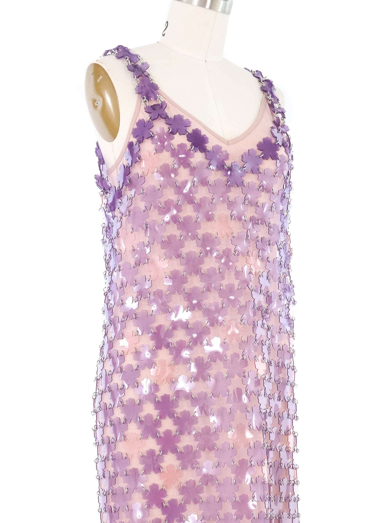 fitted lace wedding dress Paco Rabanne Floral PVC Linked Dress
