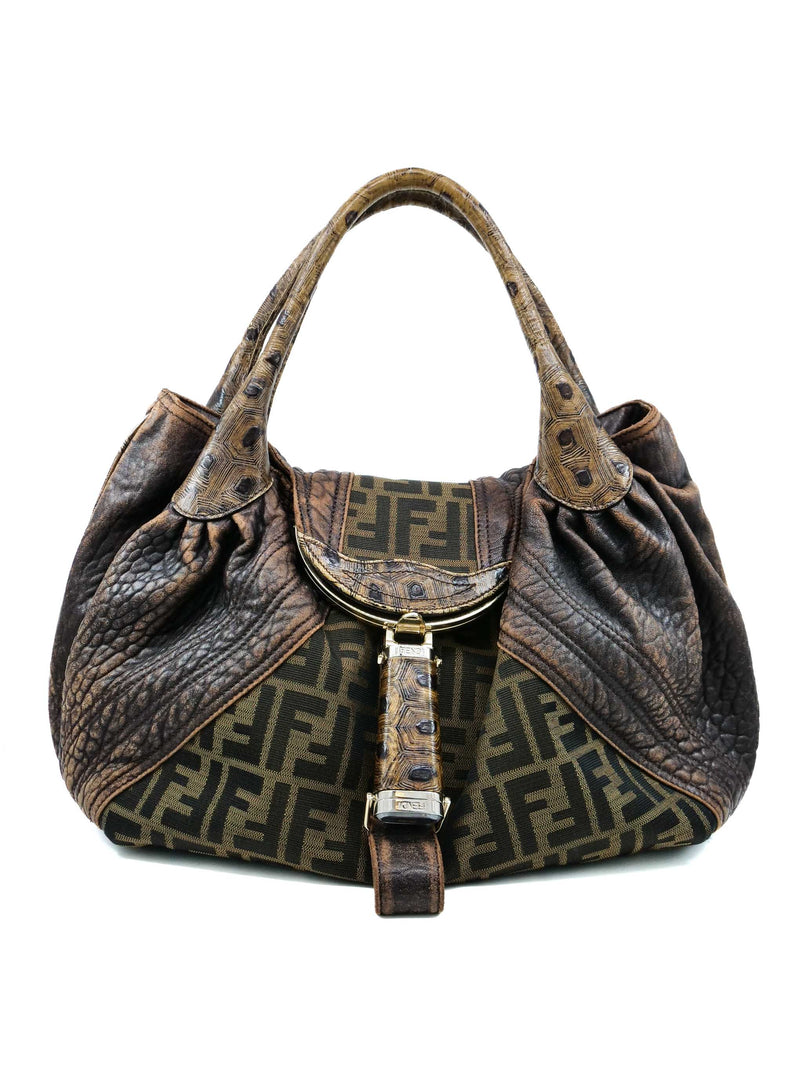 Fendi Zucca Brown Tortoise Spy Bag Accessory arcadeshops.com