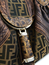 Fendi Zucca Brown Tortoise Spy Bag Accessory arcadeshops.com