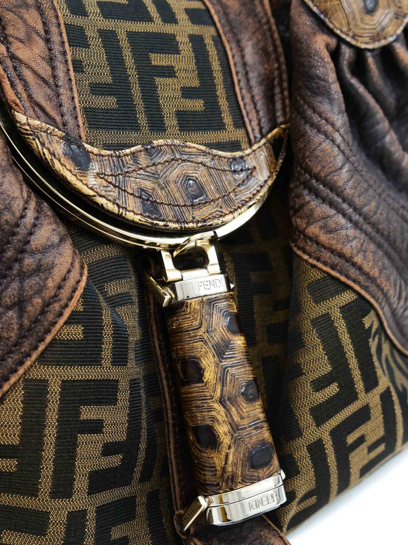 Fendi Zucca Brown Tortoise Spy Bag Accessory arcadeshops.com